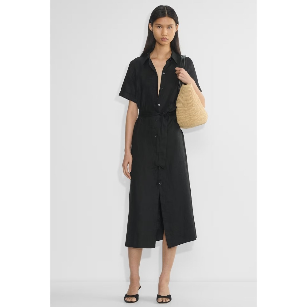 Aritzia Wilfred Eleta 100% Linen Maxi Dress Womens Small Minimalist Timeless EUC